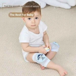 Cute Baby Knee Pads with Spongy Anti-Slip Pads – Adjustable, Breathable & Protective (0–4 Years, Green, 1 Pair)